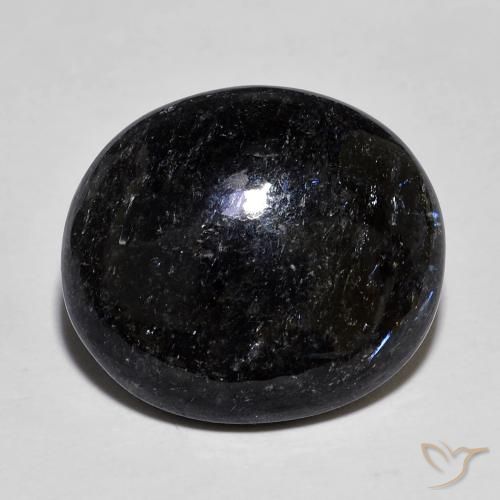 Nuummite Noir avec étincelle bleue naturelle ovale, 14.33 ct, Opaque