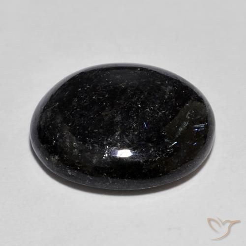 Nuummite Noir avec étincelle bleue naturelle ovale, 14.33 ct, Opaque
