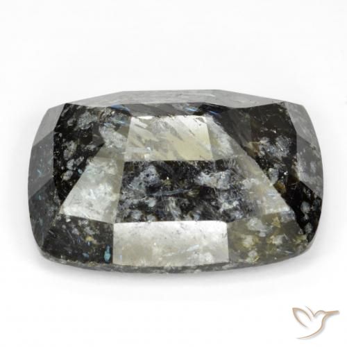 Nuummite Noir avec étincelle bleue naturelle Coussin, 28.35 ct, Opaque