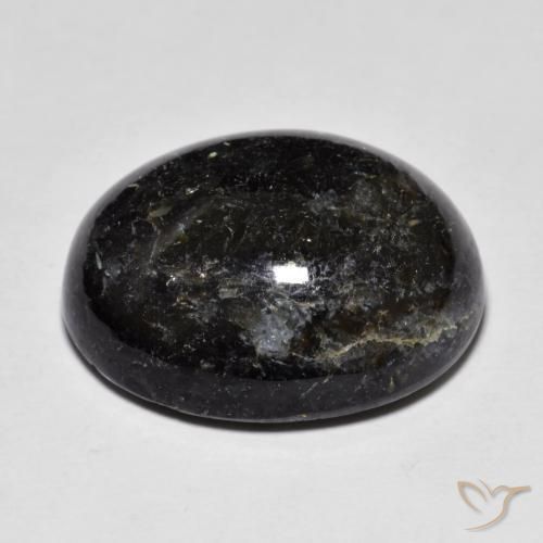 Nuummite Noir avec étincelle bleue naturelle ovale, 22.36 ct, Opaque
