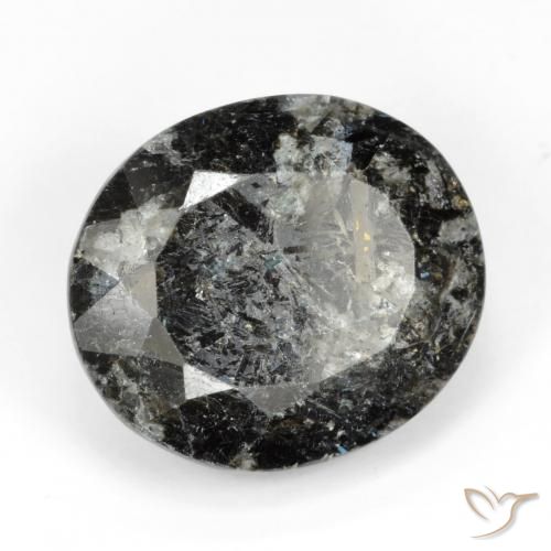 Nuummite Noir avec étincelle bleue naturelle ovale, 15.51 ct, Opaque