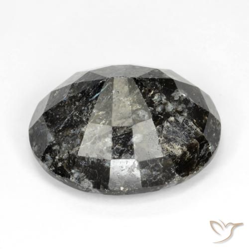 Nuummite Noir avec étincelle bleue naturelle ovale, 15.51 ct, Opaque