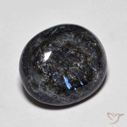 10.98ct Naturel Noir avec étincelle bleue Nuummite, ovale, Opaque