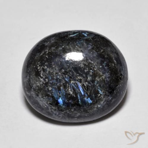 Nuummite Noir avec étincelle bleue naturelle ovale, 10.98 ct, Opaque