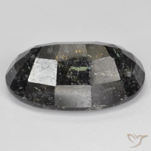 Nuummite Noir avec étincelle bleue naturelle ovale, 24.90 ct, Opaque