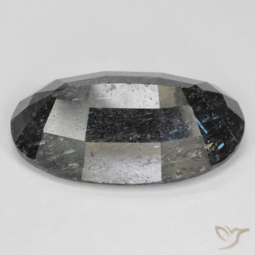 Nuummite Noir avec étincelle bleue naturelle ovale, 18.82 ct, Opaque