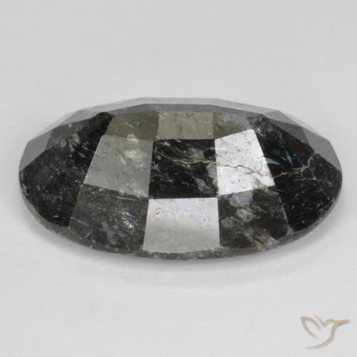 Nuummite Noir avec étincelle bleue naturelle ovale, 14.70 ct, Opaque
