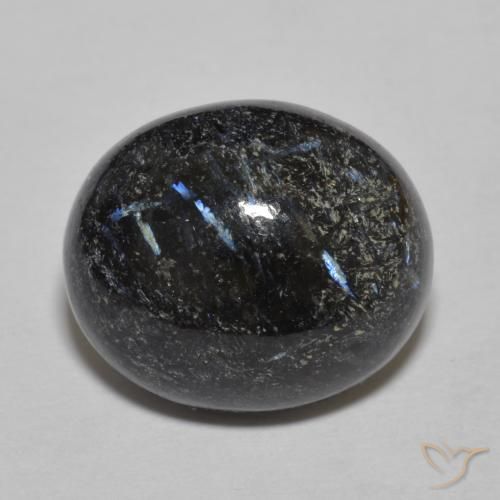 9.84ct Naturel Noir avec étincelle bleue Nuummite, ovale, Opaque