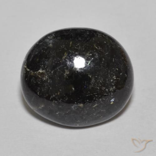 8.46ct Naturel Noir avec étincelle bleue Nuummite, ovale, Opaque