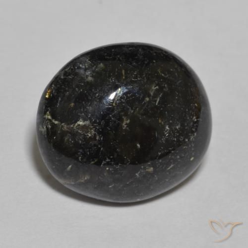 Nuummite Noir avec étincelle bleue naturelle ovale, 8.46 ct, Opaque