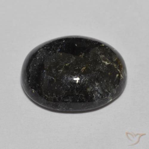 Nuummite Noir avec étincelle bleue naturelle ovale, 8.46 ct, Opaque