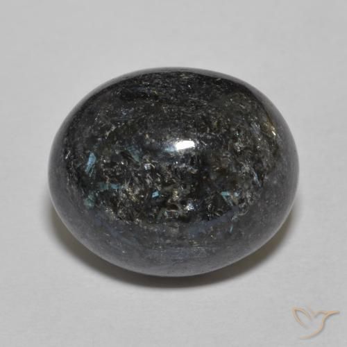 9.83ct Naturel Noir avec étincelle bleue Nuummite, ovale, Opaque