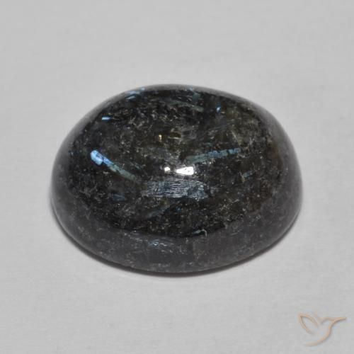 Nuummite Noir avec étincelle bleue naturelle ovale, 9.83 ct, Opaque