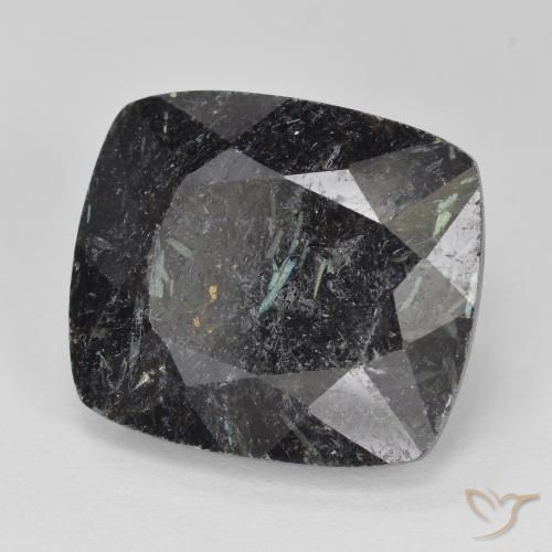 Nuummite Noir avec étincelle bleue naturelle Coussin, 11.41 ct, Opaque