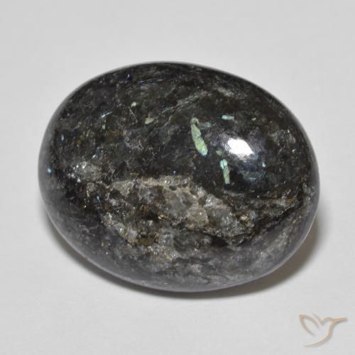 13.73ct Naturel Noir avec étincelle bleue Nuummite, ovale, Opaque
