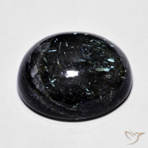 Nuummite Noir avec étincelle bleue naturelle ovale, 27.94 ct, Opaque