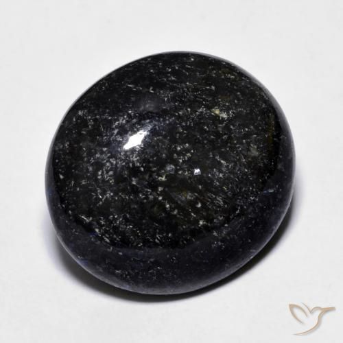 Nuummite Noir avec étincelle bleue naturelle ovale, 14.23 ct, Opaque