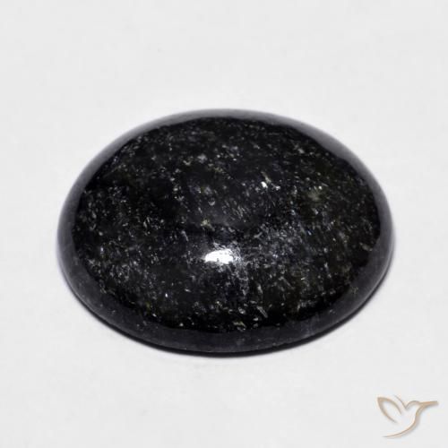 Nuummite Noir avec étincelle bleue naturelle ovale, 14.23 ct, Opaque