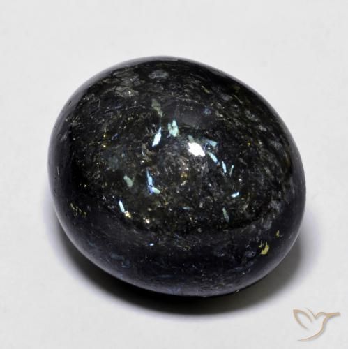 Nuummite Noir avec étincelle bleue naturelle ovale, 21.70 ct, Opaque