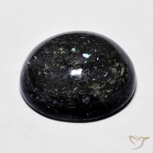 Nuummite Noir avec étincelle bleue naturelle ovale, 21.70 ct, Opaque