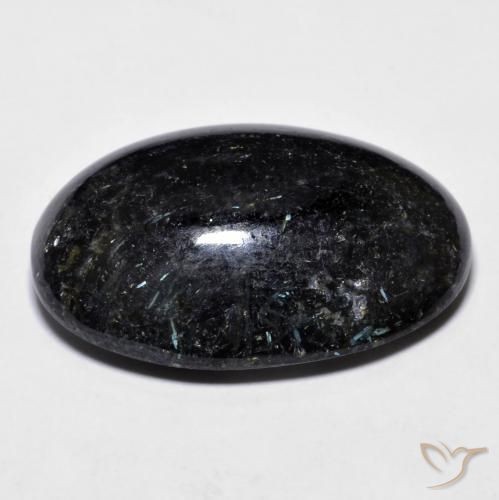 Nuummite Noir avec étincelle bleue naturelle ovale, 23.73 ct, Opaque