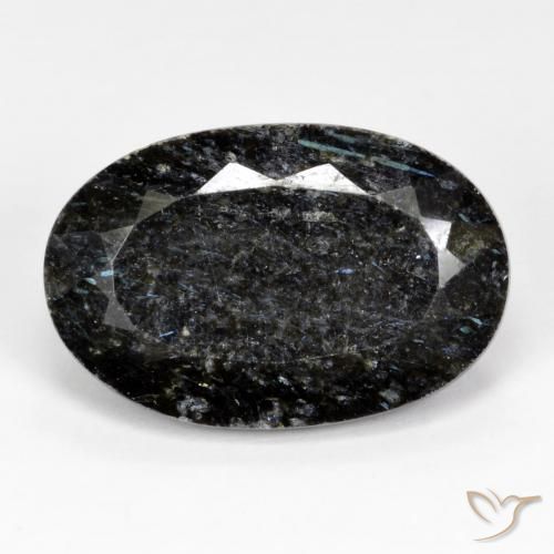 17.12ct Naturel Noir avec étincelle bleue Nuummite, ovale, Opaque