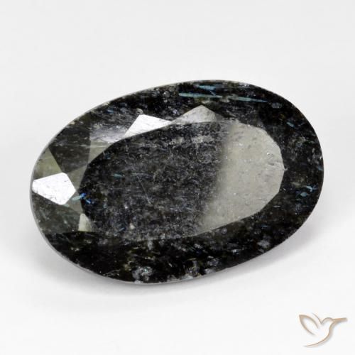 Nuummite Noir avec étincelle bleue naturelle ovale, 17.12 ct, Opaque