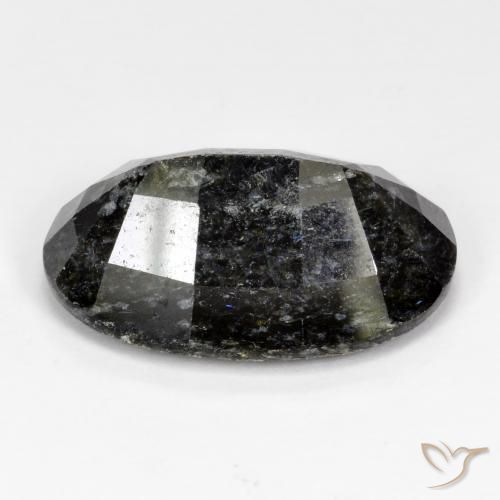 Nuummite Noir avec étincelle bleue naturelle ovale, 17.12 ct, Opaque