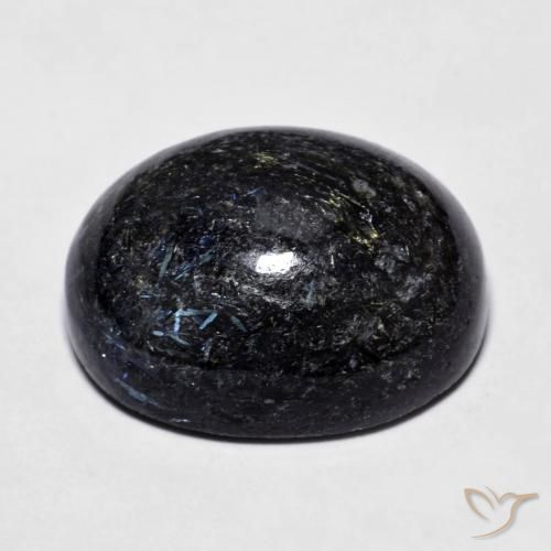 Nuummite Noir avec étincelle bleue naturelle ovale, 24.73 ct, Opaque