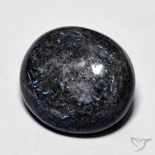 Nuummite Noir avec étincelle bleue naturelle ovale, 23.76 ct, Opaque