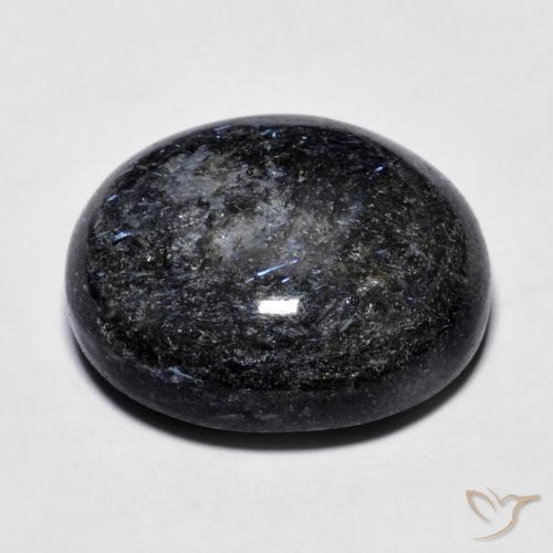 Nuummite Noir avec étincelle bleue naturelle ovale, 23.76 ct, Opaque