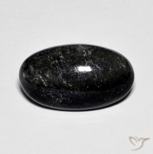 6.63ct Naturel Noir avec étincelle bleue Nuummite, ovale, Opaque