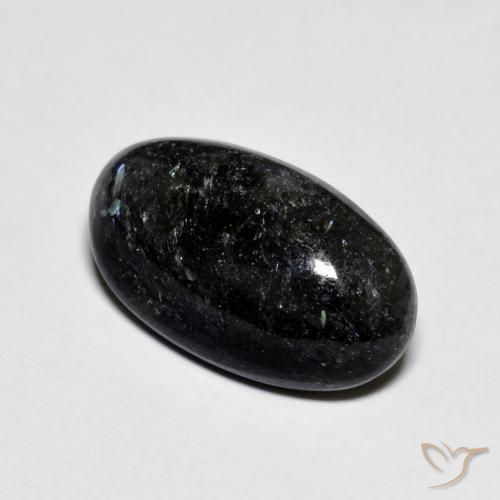 Nuummite Noir avec étincelle bleue naturelle ovale, 6.63 ct, Opaque