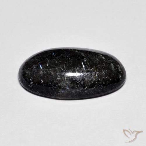 Nuummite Noir avec étincelle bleue naturelle ovale, 6.63 ct, Opaque