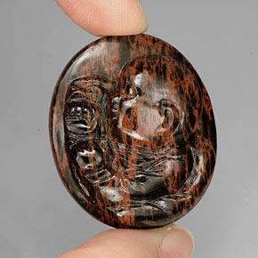 Obsidienne marron naturelle coupe ovale, 66,17 ct, opaque