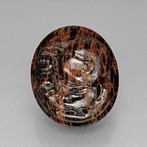 Obsidienne marron naturelle coupe ovale, 66,17 ct, opaque