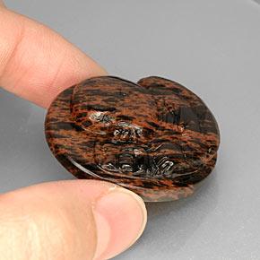 Obsidienne marron naturelle coupe ovale, 66,17 ct, opaque