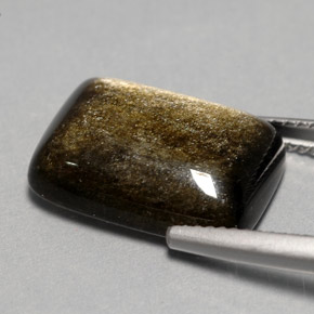 Obsidienne jaune naturelle coupe coussin, 7,76 ct, opaque
