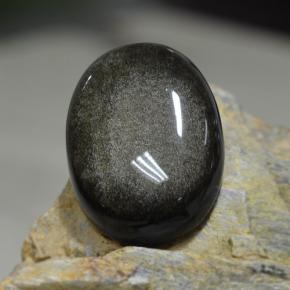 Obsidienne noir naturelle coupe ovale, 31,38 ct, opaque