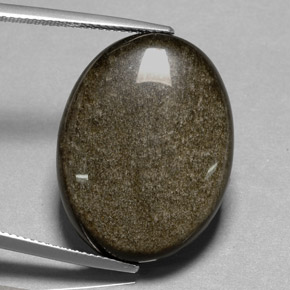 Obsidienne jaune naturelle coupe ovale, 25,01 ct, opaque