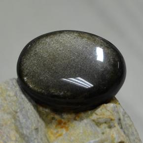 Obsidienne noir naturelle coupe ovale, 30,72 ct, opaque