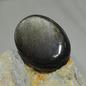 Obsidienne noir naturelle coupe ovale, 30,72 ct, opaque