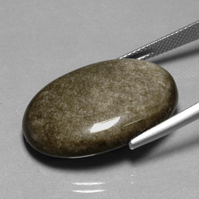 Obsidienne jaune naturelle coupe ovale, 24,01 ct, opaque