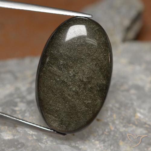 Obsidienne noir naturelle coupe ovale, 26,24 ct, opaque