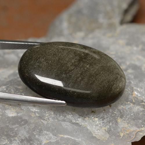 Obsidienne noir naturelle coupe ovale, 26,24 ct, opaque
