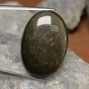 Obsidienne noir naturelle coupe ovale, 26,69 ct, opaque