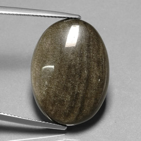 Obsidienne jaune naturelle coupe ovale, 16,44 ct, opaque