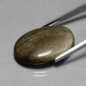 Obsidienne jaune naturelle coupe ovale, 16,44 ct, opaque