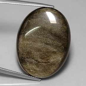 Obsidienne noir naturelle coupe ovale, 26,13 ct, opaque