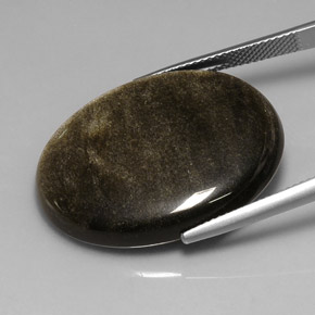 Obsidienne noir naturelle coupe ovale, 26,13 ct, opaque